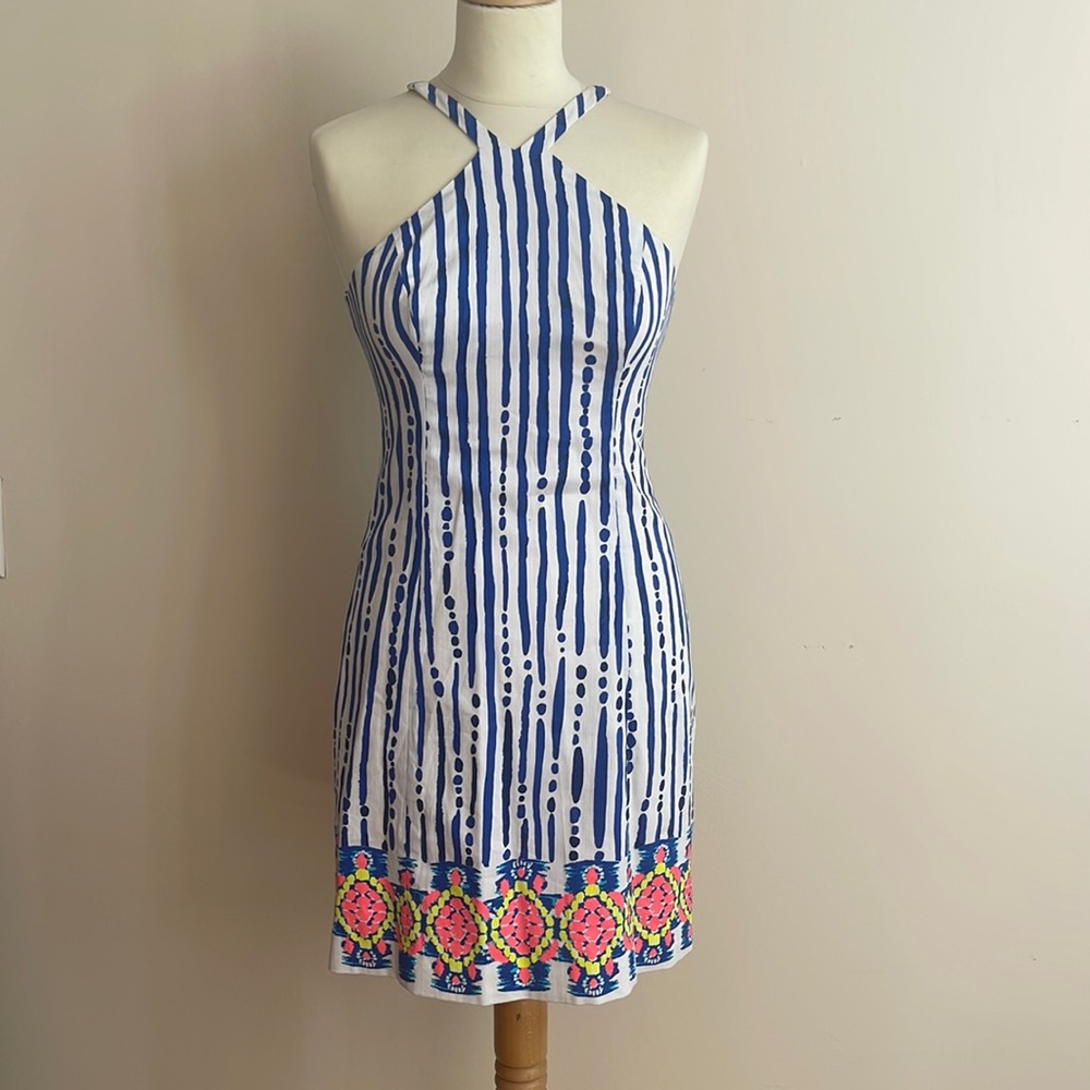 Worn Once Lilly Pulitzer Dress Iveigh Blue Crush Bay Stripe 00
